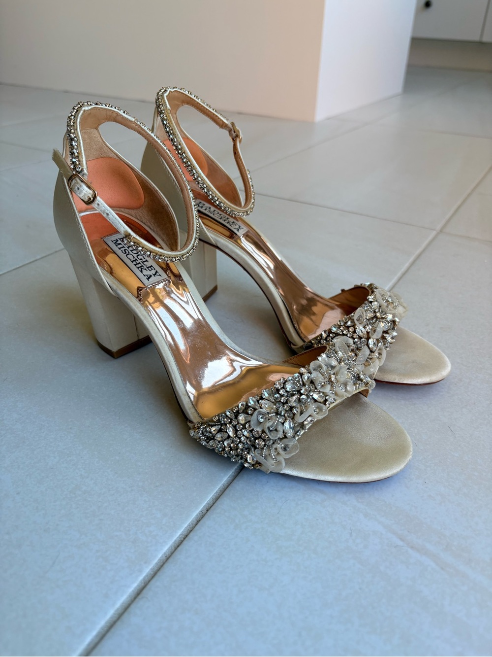 Badgley Mischka Finesse Heels in Ivory Satin